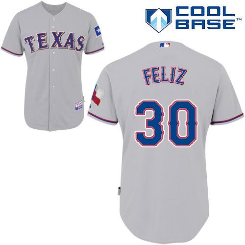 Rangers #30 Naftali Feliz Stitched MLB Grey Cool Base Jersey - Click Image to Close